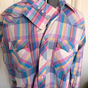 Vintage Wrangler Western pearl snap button up